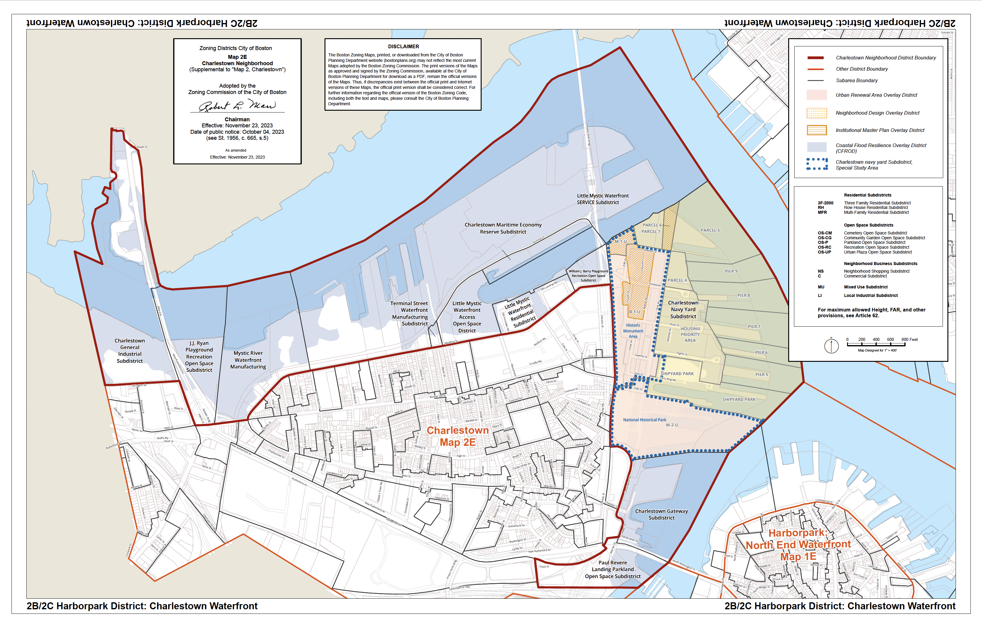 Zoning Districts Maps 2B/2C Harbor Park District Charlestown Waterfront 2023